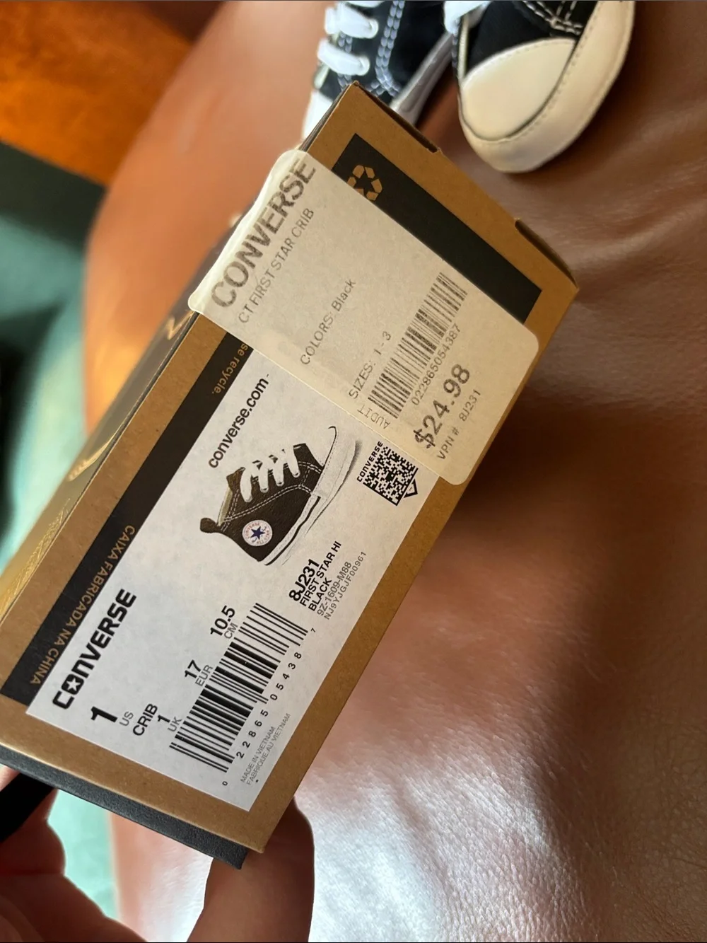CONVERSE Black Hightop Crib Shoes